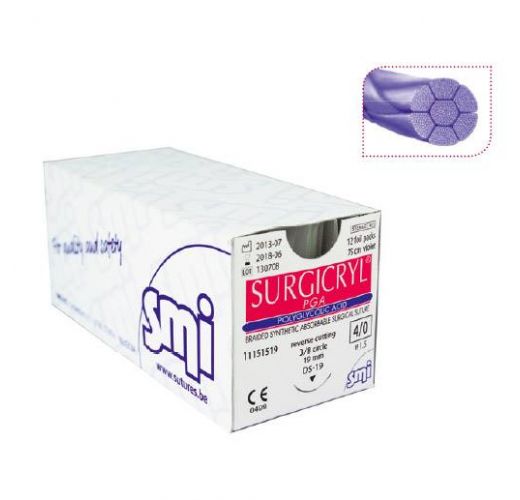 Sutura Surgicryl PGA SMI 6/0 3/8 12 mm. Triangular xxx 45 cm violeta
