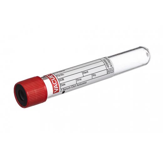 Blood sample tube silica-coated RED 9 ml, 100 units